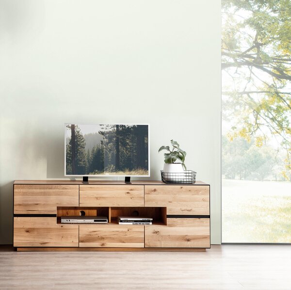 SKRINKA POD TV, divoký dub, antracitová, 181/62/47 cm Linea Natura - Komody