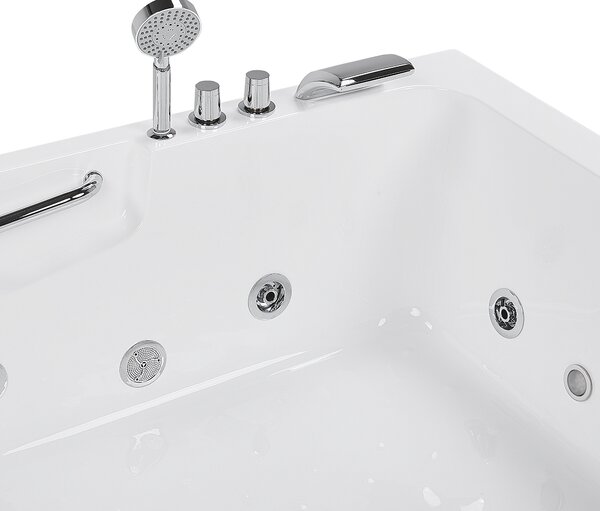 Pravá rohová vírivá vaňa biela akrylátová 170 x 119 cm podvodné LED svetlá pre 2 osoby hydromasážna