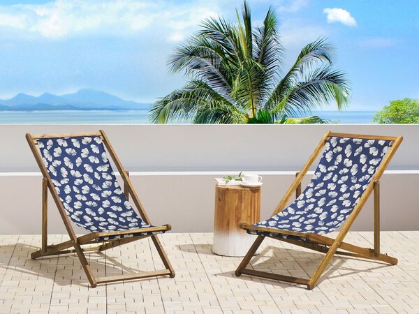 Sada 2 náhradných poťahov na záhradné ležadlo polyester 113 x 44 cm so vzorom
