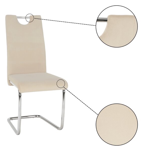 KONDELA Jedálenská stolička, béžová Dulux Velvet látka/svetlé šitie, ABIRA NEW