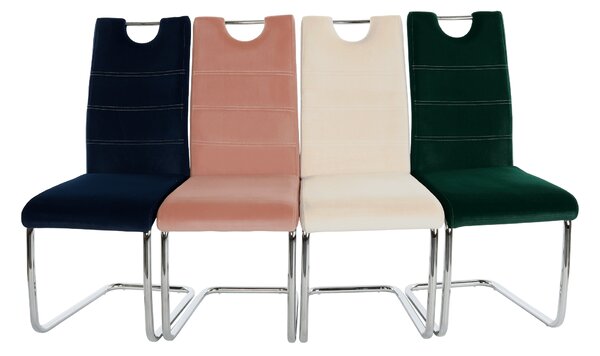 KONDELA Jedálenská stolička, béžová Dulux Velvet látka/svetlé šitie, ABIRA NEW
