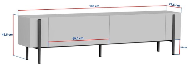 TV stolík ZENORI 180 cm, borovica Atlantic/čierna