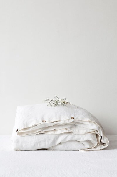 Biela ľanová obliečka na perinu Linen Tales, 200 x 200 cm