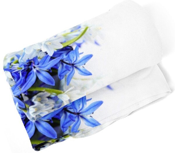 Deka Modré a biele kvety (Rozmer: 150 x 120 cm)