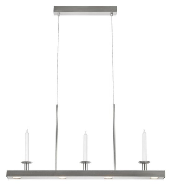 LED závesné svietidlo Dining, nikel, železo, dĺžka 82 cm, stmievateľné., Hliník / sivá / zinok, Obývacia izba / jedáleň, kov, Závesné svietidlo