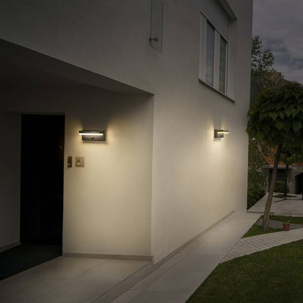 OSRAM nástenné svetlo ENDURA STYLE ROBUST, senzor, tmavošedá IP54, Hliník / sivá / zinok, Hliník, Moderný, Nástenné svietidlo
