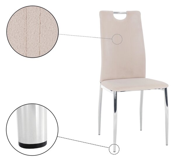 KONDELA Jedálenská stolička, béžová Dulux Velvet látka/chróm, OLIVA NEW