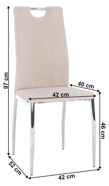 KONDELA Jedálenská stolička, béžová Dulux Velvet látka/chróm, OLIVA NEW