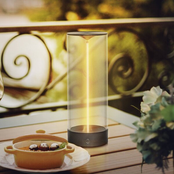 OSRAM Akumulátorová stolová lampa ENDURA STYLE DECOR FILAMENT sivá, IP54, Hliník / sivá / zinok, Plast, Moderný, Stolová lampa