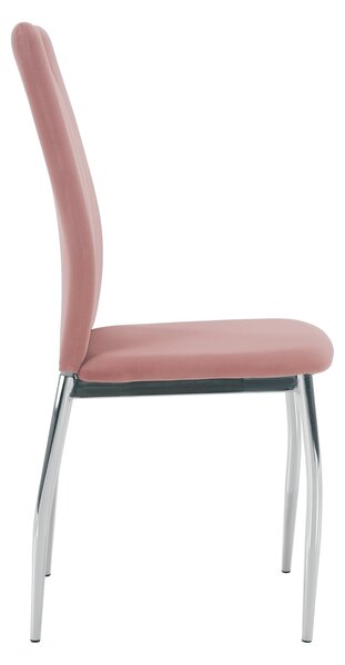 KONDELA Jedálenská stolička, ružová Velvet látka/chróm, OLIVA NEW