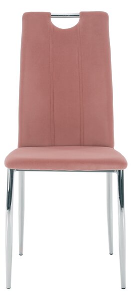 KONDELA Jedálenská stolička, ružová Velvet látka/chróm, OLIVA NEW