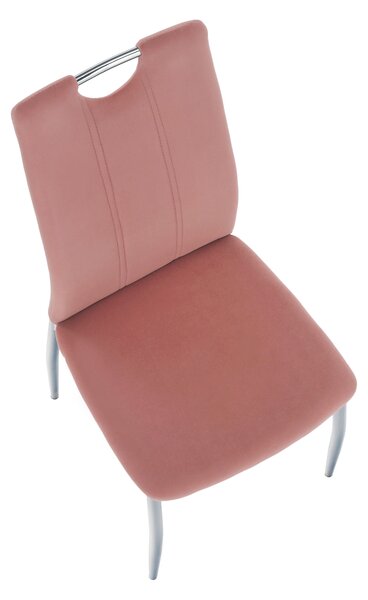 KONDELA Jedálenská stolička, ružová Velvet látka/chróm, OLIVA NEW