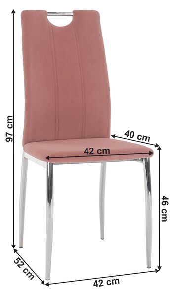 KONDELA Jedálenská stolička, ružová Velvet látka/chróm, OLIVA NEW