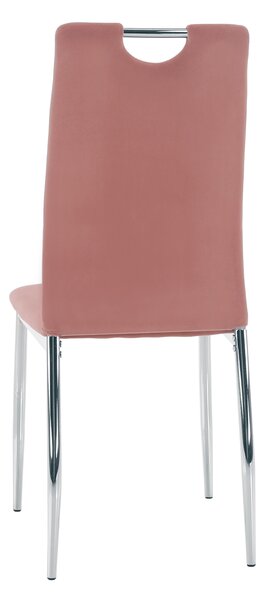 KONDELA Jedálenská stolička, ružová Velvet látka/chróm, OLIVA NEW