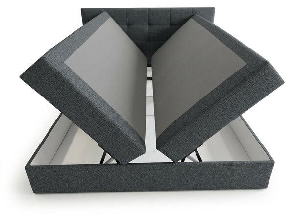Čalúnená posteľ boxspring DIRELIS VIBE 140x200 cm tmavo sivá Matrac: Matrac Bonell pružinový