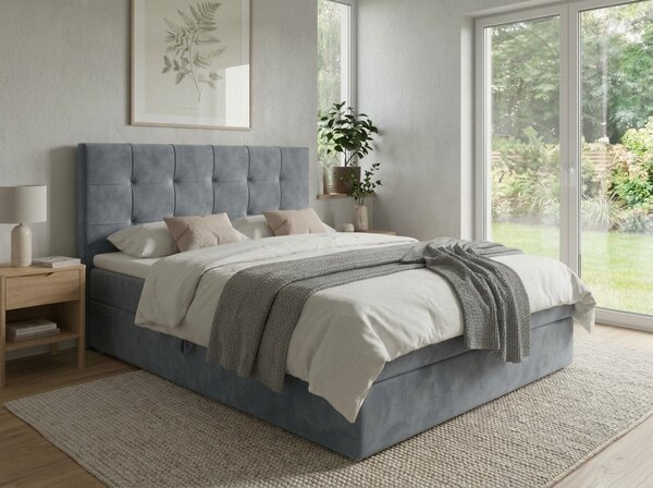 Čalúnená posteľ boxspring DIRELIS TRINITY 140x200 cm sivá Matrac: Matrac Bonell pružinový