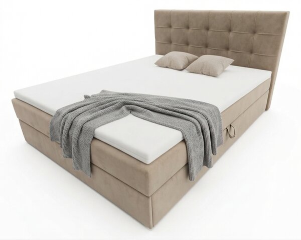 Čalúnená posteľ boxspring DIRELIS TRINITY 140x200 cm béžová Matrac: Matrac Bonell pružinový