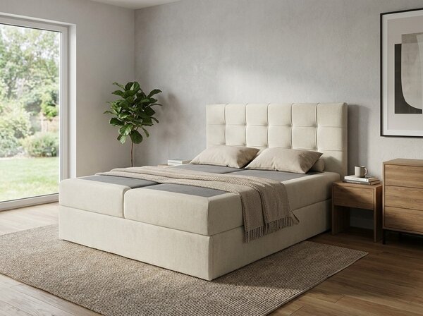 Čalúnená posteľ boxspring DIRELIS VIBE 140x200 cm krémová Matrac: Matrac Bonell pružinový