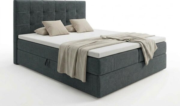 Čalúnená posteľ boxspring DIRELIS VIBE 140x200 cm tmavo sivá Matrac: Matrac Bonell pružinový
