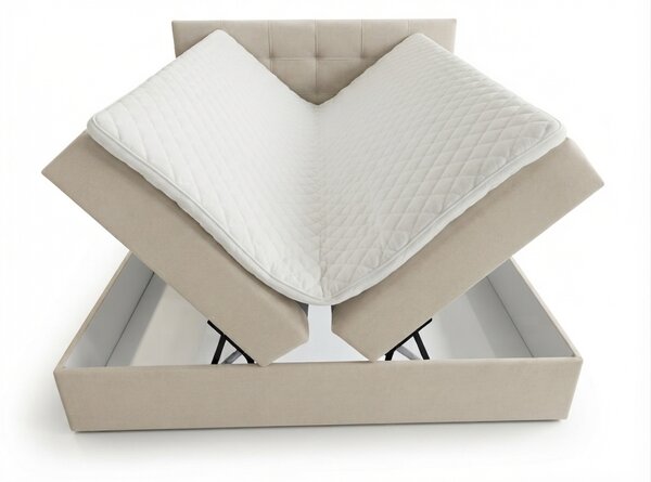 Čalúnená posteľ boxspring DIRELIS TRINITY 140x200 cm béžová Matrac: Matrac Bonell pružinový