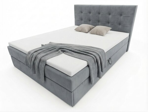Čalúnená posteľ boxspring DIRELIS TRINITY 140x200 cm sivá Matrac: Matrac Bonell pružinový