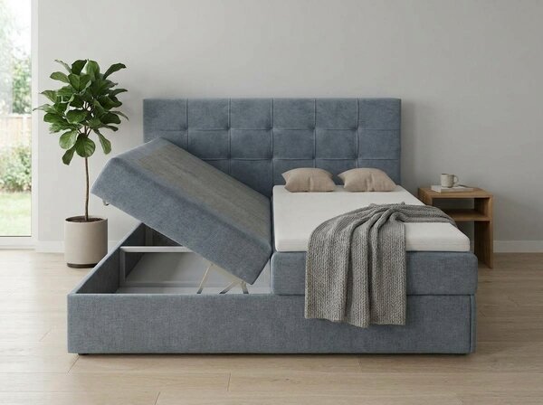 Čalúnená posteľ boxspring DIRELIS TRINITY 140x200 cm sivá Matrac: Matrac Bonell pružinový