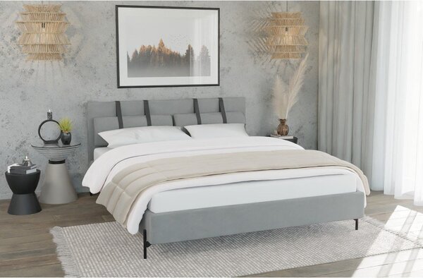 Svetlosivá čalúnená dvojlôžková posteľ s roštom 140x200 cm Tulsa – Ropez