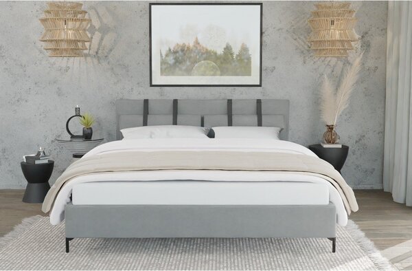 Svetlosivá čalúnená dvojlôžková posteľ s roštom 140x200 cm Tulsa – Ropez