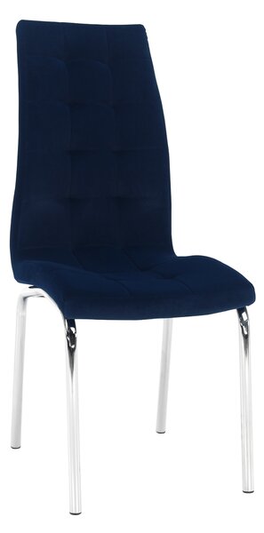 KONDELA Jedálenská stolička, modrá Velvet látka/chróm, GERDA NEW