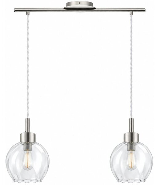 BRILAGI - LED luster na lanku RETRO GLASS 2xE27/60W/230V matný chróm/číre sklo