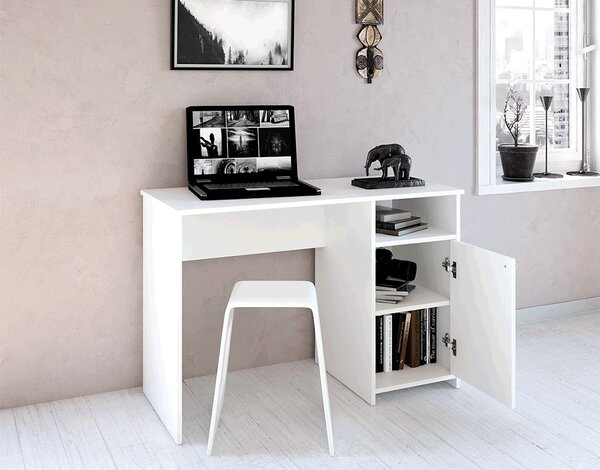 KONDELA PC stôl, biela, DEDE