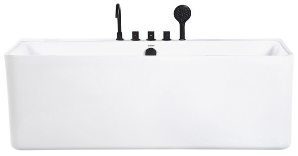 Vaňa k stene biela čierna akrylát kov 170 x 75 cm obdĺžnikový tvar pre 1 osobu moderný štýl kúpeľňa