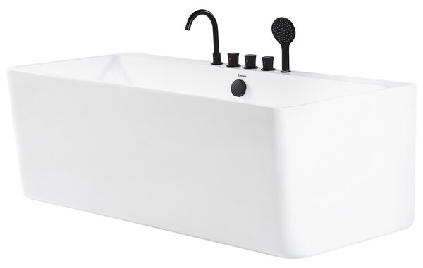 Vaňa k stene biela čierna akrylát kov 170 x 75 cm obdĺžnikový tvar pre 1 osobu moderný štýl kúpeľňa