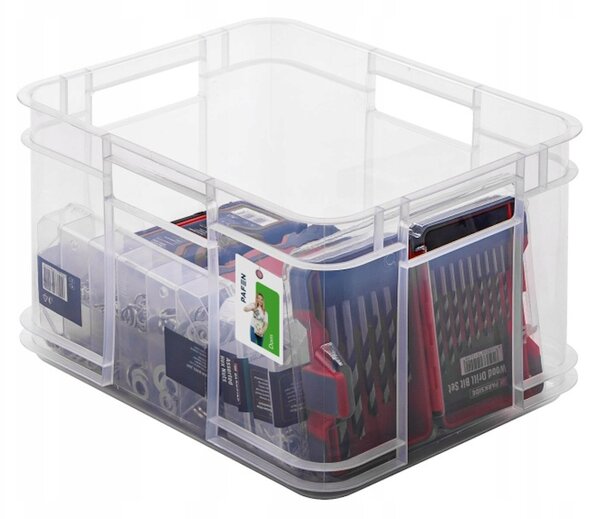 Keeeper Úložný box pre domácnosť aj dielňu, BRUNO M, 16L, 35 x 27 x 21 cm, transparentný
