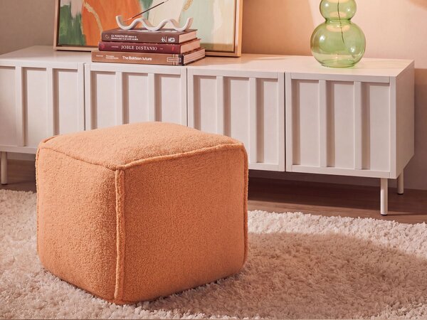 Puf oranžový polyester 40 x 40 x 40 cm štvorcový tvar bez vzoru jednofarebná taburetka podnožka moderný štýl obývačka spálňa