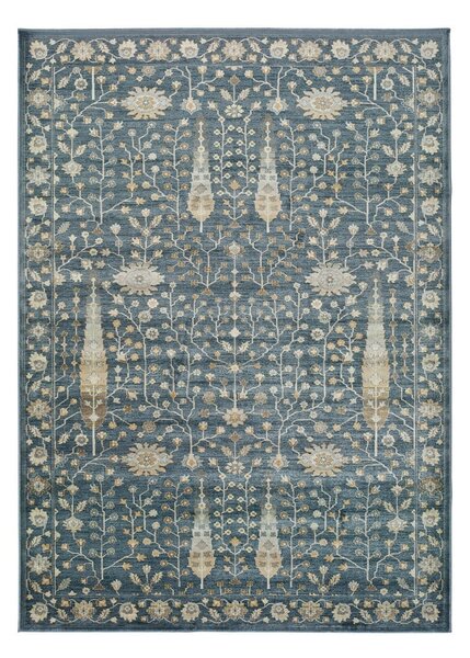 Modrý koberec z viskózy Universal Vintage Flowers, 160 x 230 cm