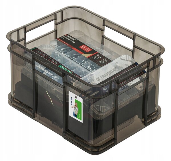 Keeeper Úložný box pre domácnosť aj dielňu, BRUNO M, 16L, 35 x 27 x 21 cm, dymový