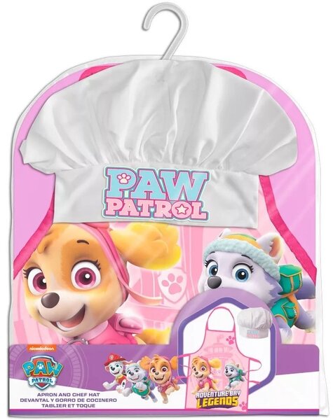Detská / dievčenská zástera s kuchárskou čiapkou Tlapková patrola - Paw Patrol - Skye a Everest - pre deti 3 - 8 rokov
