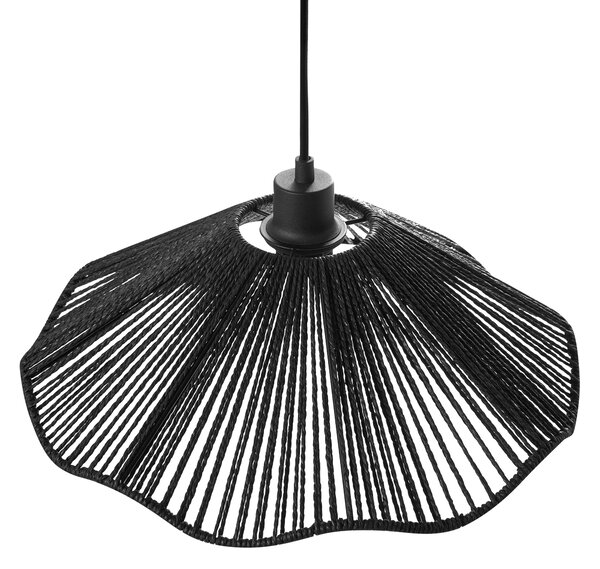 Závesná lampa čierna papierové tienidlo kovová základňa ručná výroba boho rustikálny štýl kuchyňa jedáleň