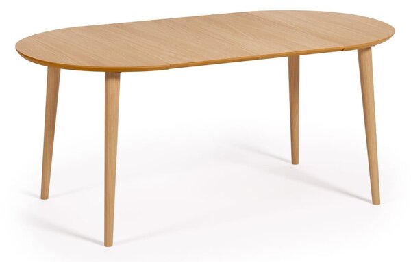Okrúhly rozkladací jedálenský stôl v dekore duba v prírodnej farbe ø 90 cm Oqui – Kave Home