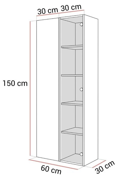 ZÁVESNÁ VITRÍNA DAZIO KAŠMÍR LED 60 cm