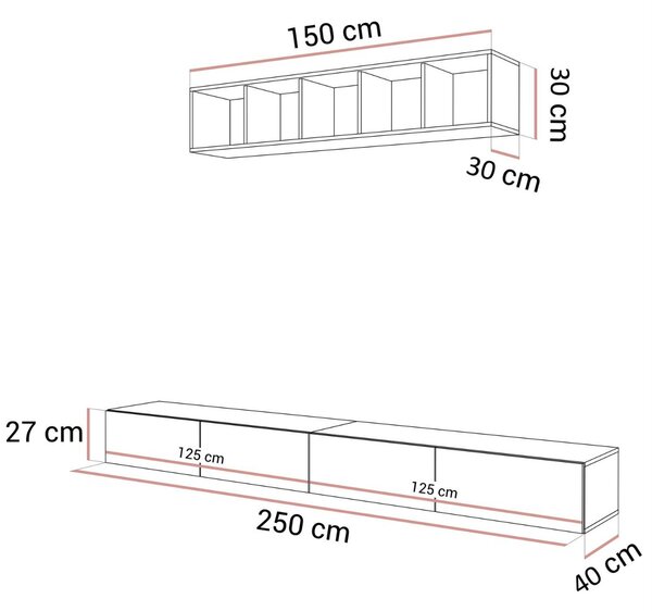 OBÝVACIA STENA DAZIO 3 KAŠMÍR LESK LED 250 cm