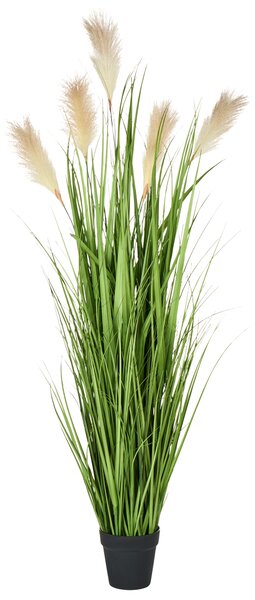 Umelá tráva v kvetináči zelená a čierna listy zo syntetického materiálu 130 cm dekoratívny doplnok do interiéru