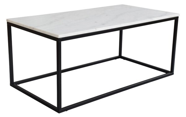 Biely mramorový konferenčný stolík s podnožím v čiernej farbe RGE Marble
