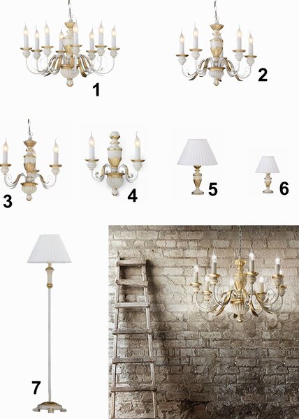 Nástenné svietidlo Ideal lux FIRENZE 012902 - starožitná slonová kosť / zlatá
