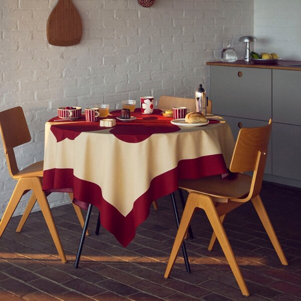 Marimekko Obrus Unikko 140x140cm, vanilka-burgundy