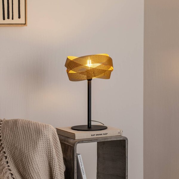Stolová lampa Tornado, čierna/zlatá, kov, Ø 26 cm, E14, Mosadz / zlato, Obývacia izba / jedáleň, kov, Moderný, Stolová lampa