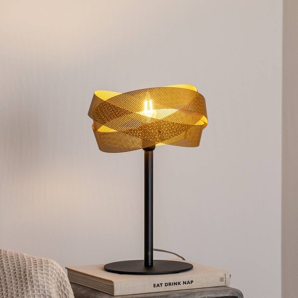 Stolová lampa Tornado, čierna/zlatá, kov, Ø 26 cm, E14, Mosadz / zlato, Obývacia izba / jedáleň, kov, Moderný, Stolová lampa