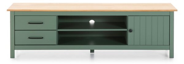 Zelený/v prírodnej farbe TV stolík z borovicového dreva 158x47 cm Miranda – Marckeric