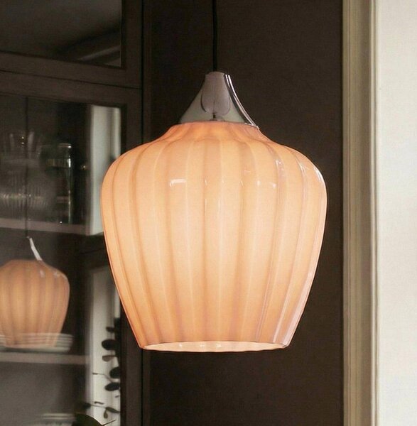 PR Home Závesné svietidlo Amalfi, oranžové, Ø 25 cm, sklo, zástrčka, Žltá / oranžová, Obývacia izba / jedáleň, Sklo, Škandinávsky, Závesné svietidlo